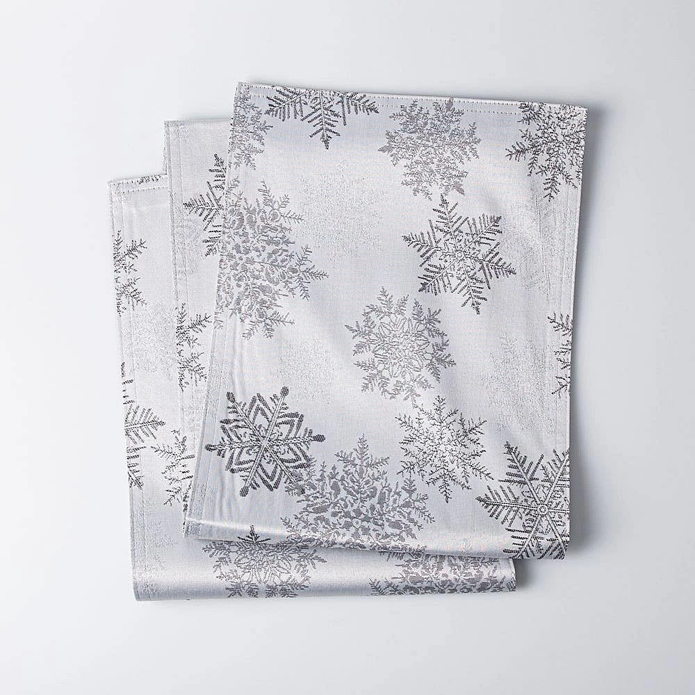 Harman Frosted Snowflake Christmas Cotton Table Runner (Multi Colour)