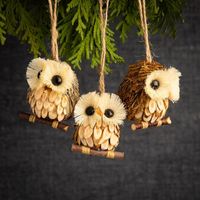 Kurt Adler Christmas 'Wood & Sisal Owl' Ornament (Assorted)