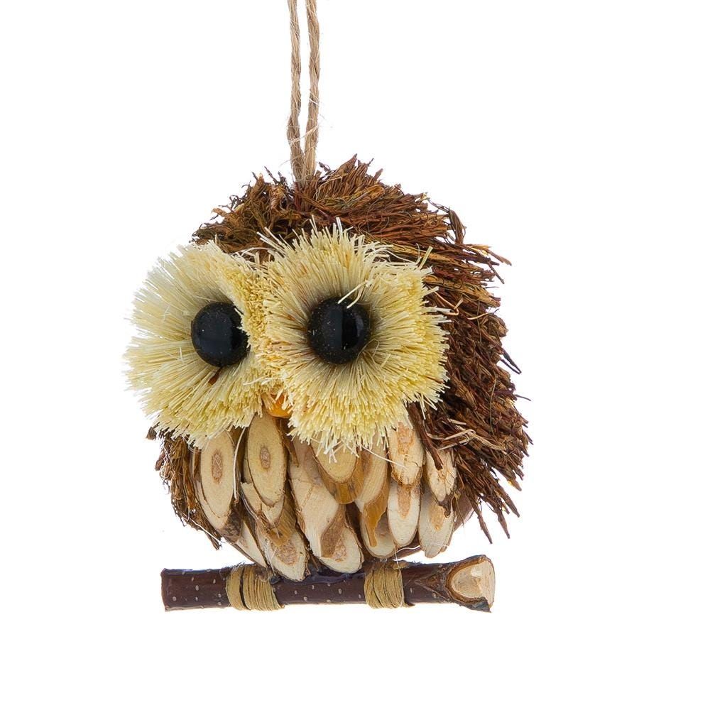 Kurt Adler Christmas 'Wood & Sisal Owl' Ornament (Assorted)