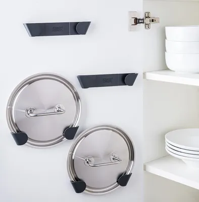 Joseph Joseph Cupboardstore Adhesive Pot Lid Holder - Set of 4 (Black)