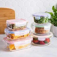 KSP Clip It Glass Storage Container Combo Set of 12 (Multi Colour)