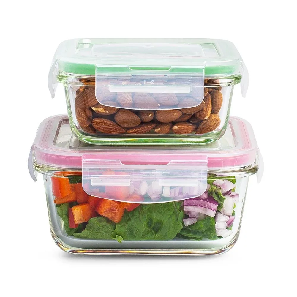 KSP Clip It Glass Storage Container Square - Set of 4