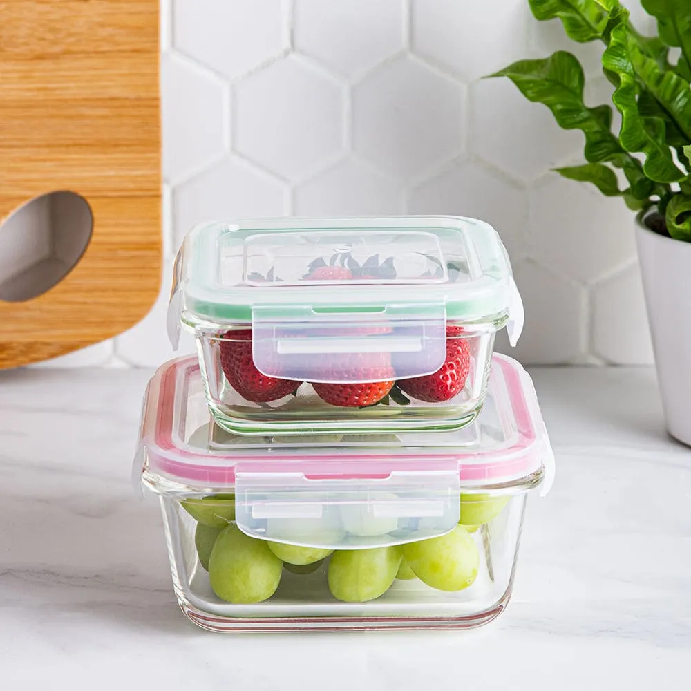 KSP Clip It Glass Storage Container Combo Set of 12 (Multi Colour