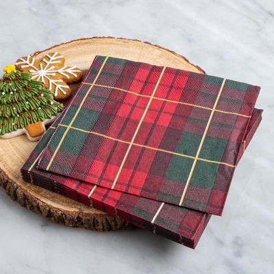 Harman Christmas 3-Ply 'Traditional Check' Paper Napkin - Set of 20