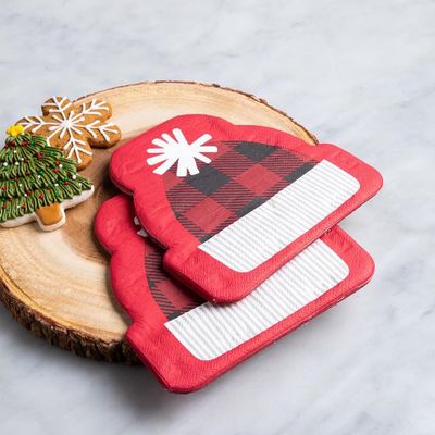 Harman Christmas 3-Ply 'Buffalo Check Hat' Paper Napkin - S/20 (Red)