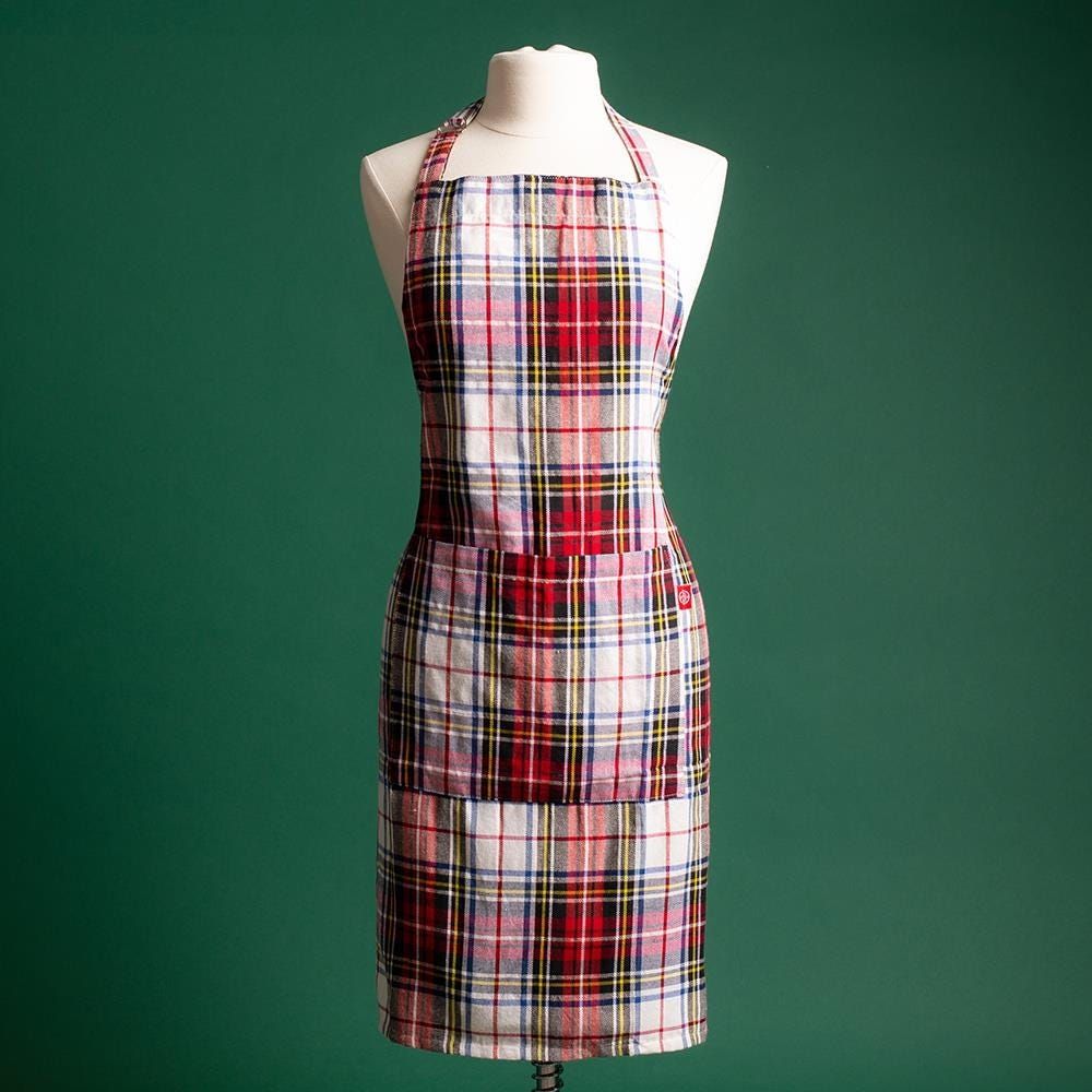 Harman Christmas 'Scottish Plaid' Cotton Apron (Red)