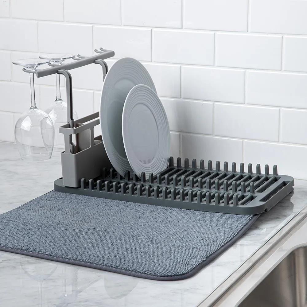 Umbra Udry Dish Rack with Microfibre Dry Mat (Charcoal)