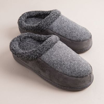 Every Sunday Ultra Soft 'Clog Style' Mem Foam Slippers Men (Grey)