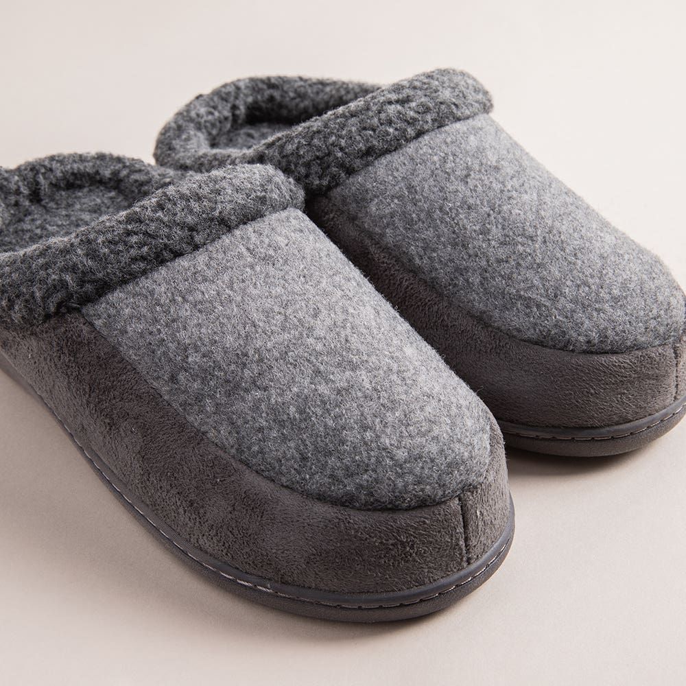 Every Sunday Ultra Soft 'Clog Style' Mem Foam Slippers Men (Grey)