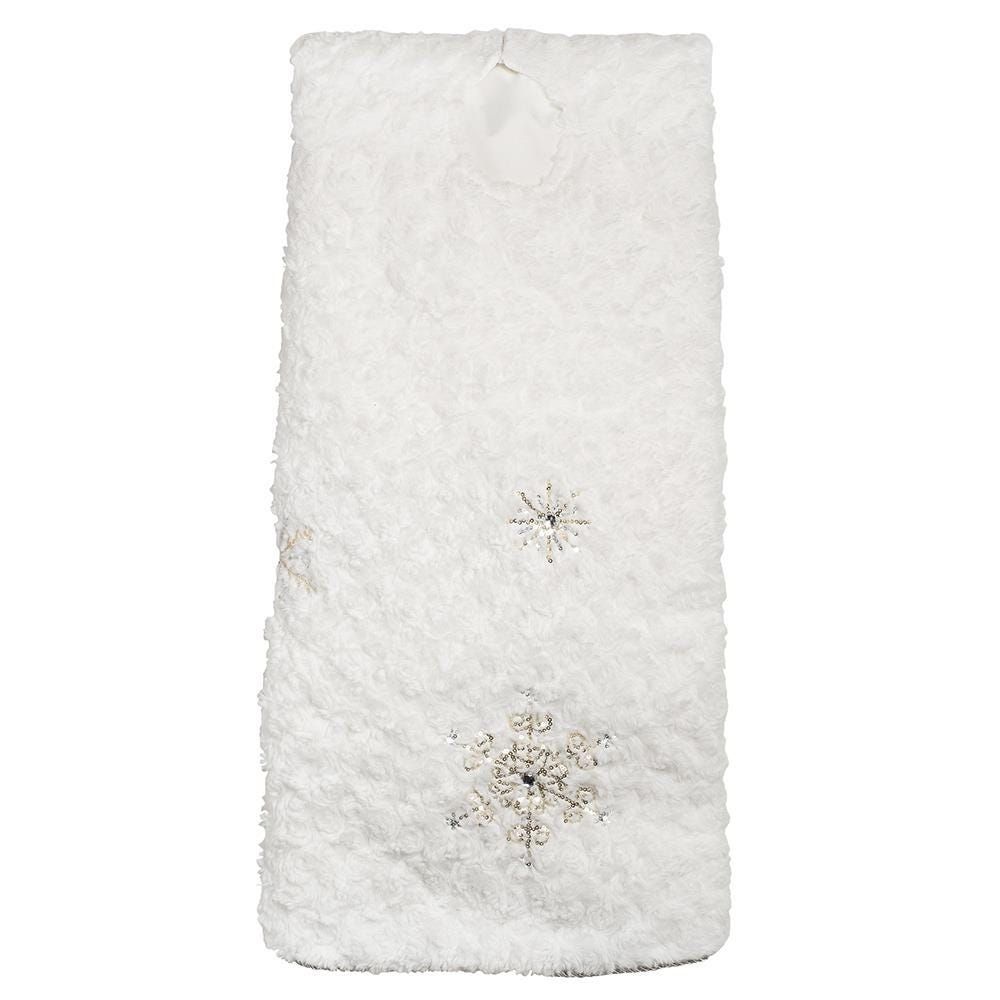 KSP Christmas Tree Skirt Sequins with Snowflake (White)