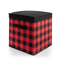 KSP Christmas Soft Storage Fabric Ornament Box (Black/Red)