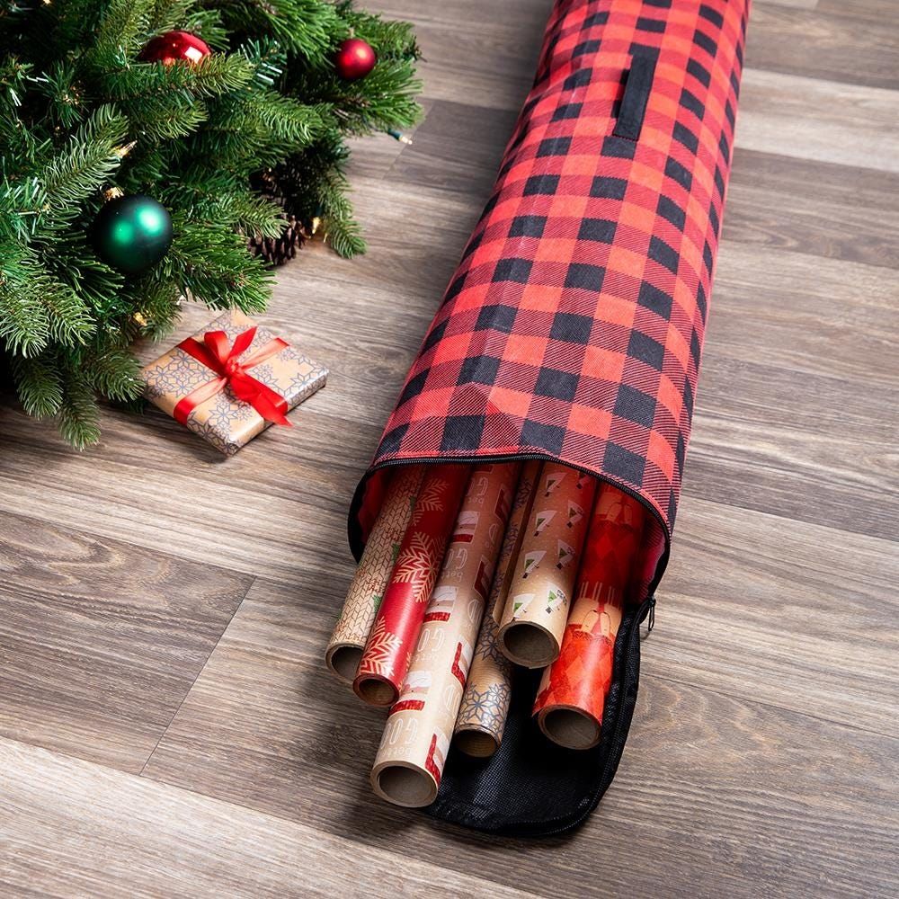 KSP Christmas Soft Storage 'Buffalo Check' Gift Wrap Bag (Black/Red)