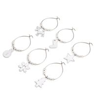 KSP Christmas Dangle Wine Charms "icons" - Set of 6 (Silver)