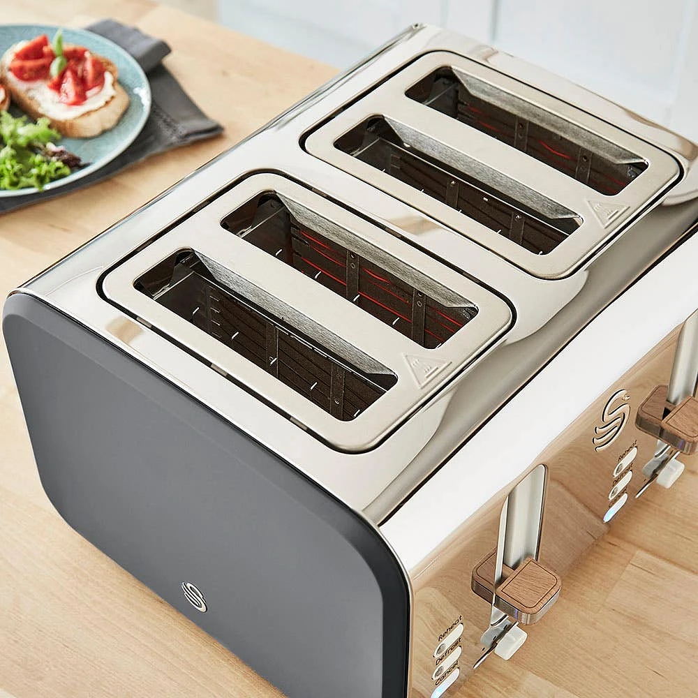 Swan Nordic Toaster 4-Slice (Grey/Stainless Steel)