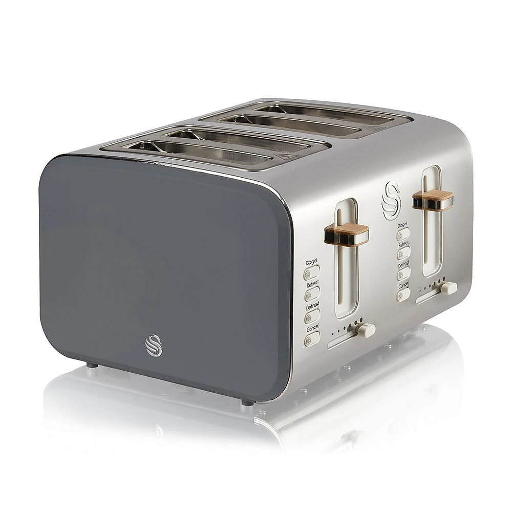 Swan Nordic Toaster 4-Slice (Grey/Stainless Steel)