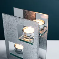 KSP Sparkle Glass Tealight Holder -Light (Silver