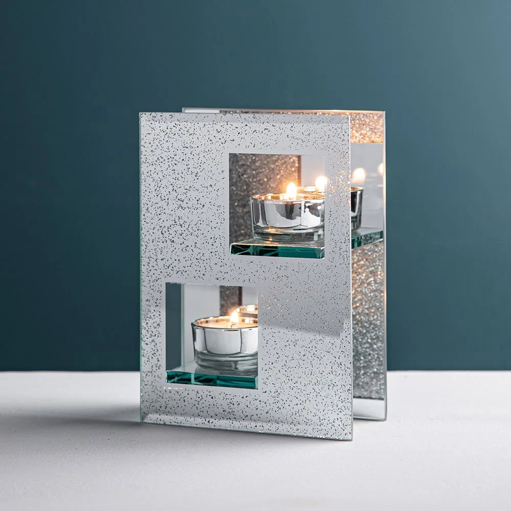 KSP Sparkle Glass Tealight Holder -Light (Silver