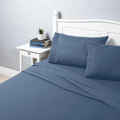 Hotel & Home Ultra-Soft Microfiber King Sheet Set of 4 (Captain Blue)