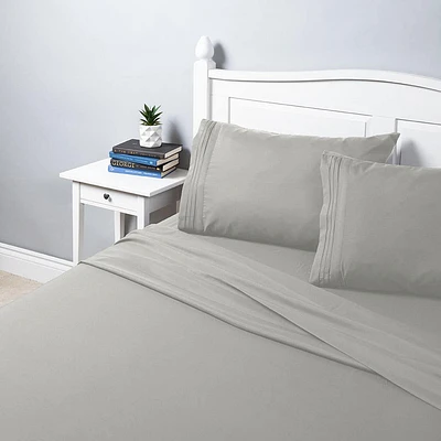 Hotel & Home Ultra-Soft Microfiber King Sheet - Set of 4 (Light Grey)