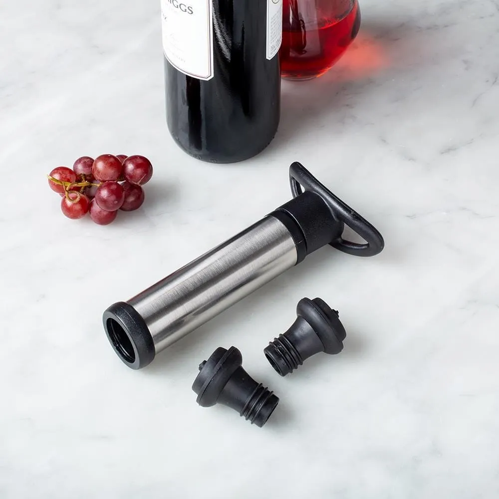 KSP Vintners Wine Pump with 2 Stoppers - Set of 3 (St/St - Black)