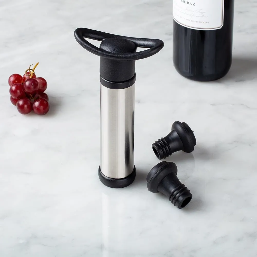 KSP Vintners Wine Pump with 2 Stoppers - Set of 3 (St/St - Black)