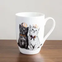 KSP Graphic 'Royal Cat' Mug - Set of 4 (Black/White/Gold)