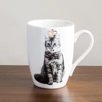 KSP Graphic 'Royal Cat' Mug - Set of 4 (Black/White/Gold)