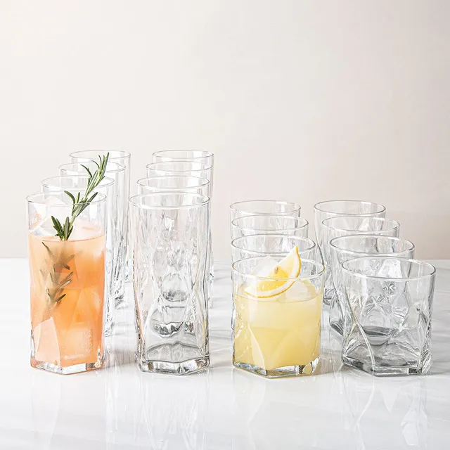 Libbey 16.2 oz Vintage Frost Clear Drinkware, Set of 8 