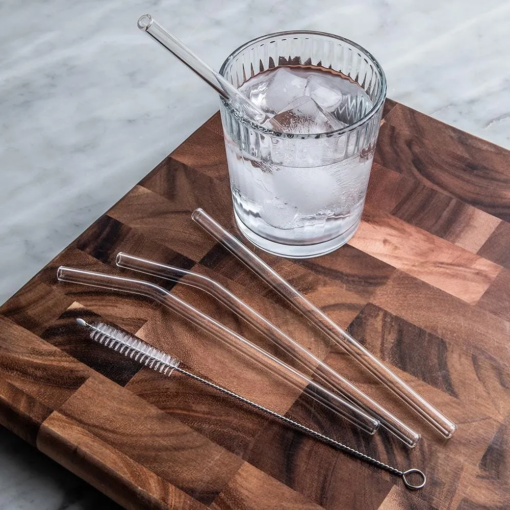 Luciano Sip Reusable Glass Straw with Brush - Set of 4