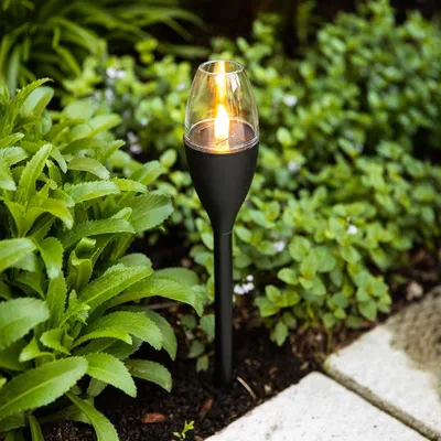 Decolite Pathway 'Flame Torch' Solar Powered LED Light (Black)