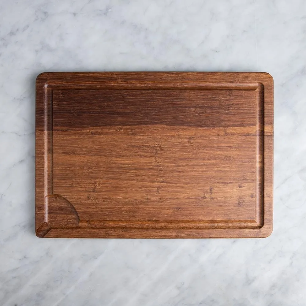 KSP Crushed 'Groove' Bamboo Cutting Board 2 Sided (Dark Brown)