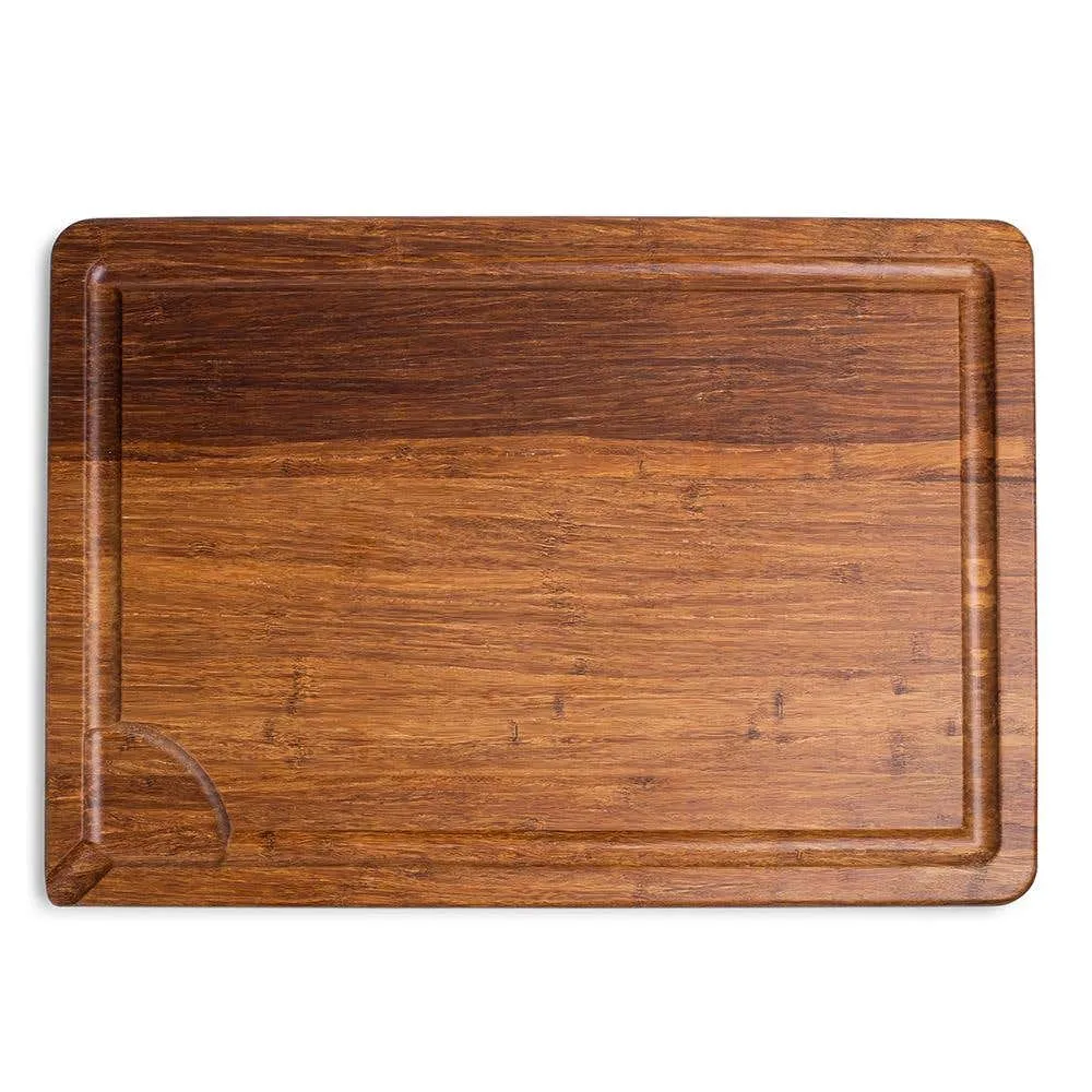 KSP Crushed 'Groove' Bamboo Cutting Board 2 Sided (Dark Brown)