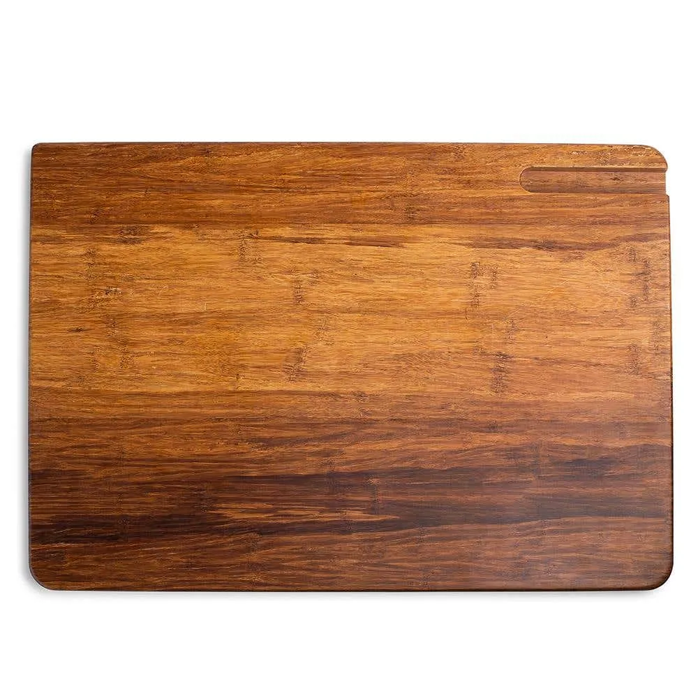 KSP Crushed 'Groove' Bamboo Cutting Board 2 Sided (Dark Brown)