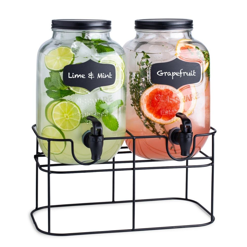 KSP Oldtyme 'Chalkboard' Beverage Dispenser Stand - Set of 2