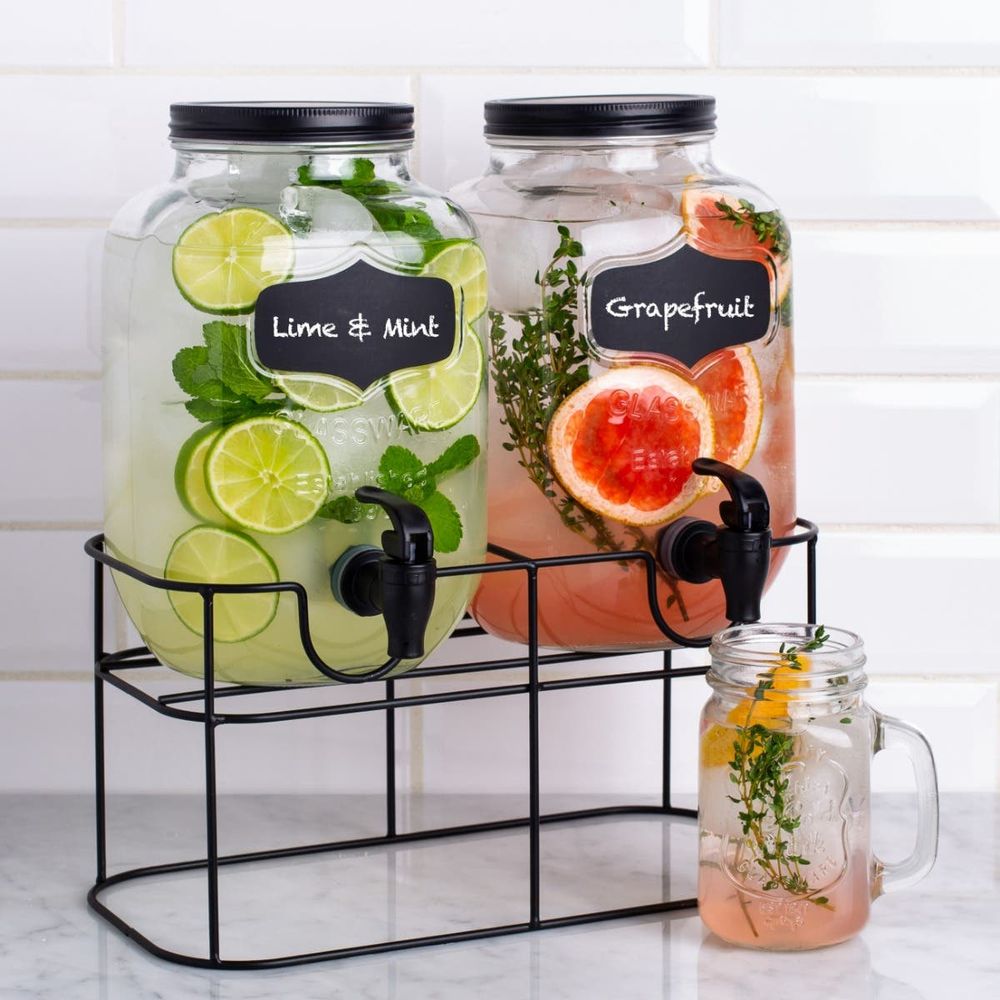 KSP Oldtyme 'Chalkboard' Beverage Dispenser Stand - Set of 2