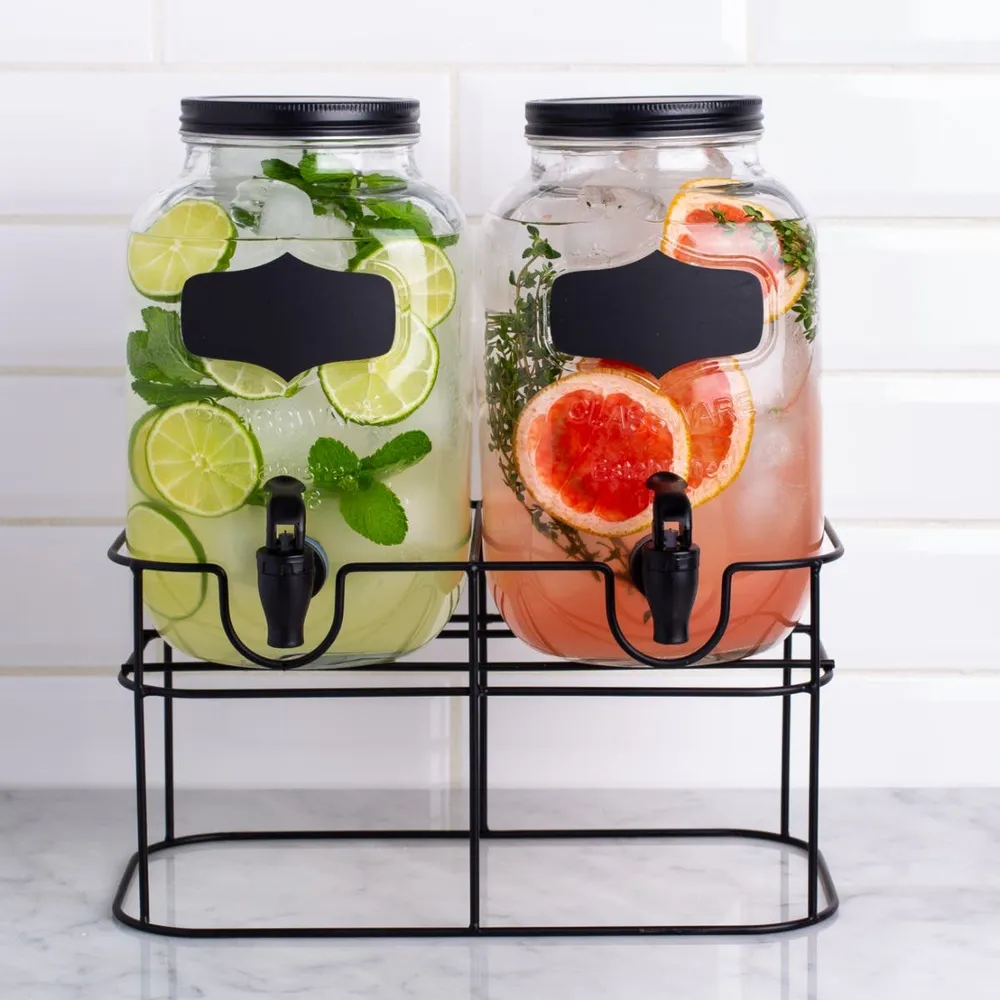 KSP Oldtyme 'Chalkboard' Beverage Dispenser Stand - Set of 2