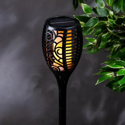 KSP Solar Flickering LED Flame Torch (Black)