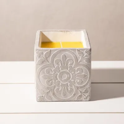 KSP Gardina 'Spanish Tile' Citronella Candle Cement Pot