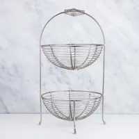 KSP Circ 2-Tier Fruit-Vegetable Basket (Matte Nickel) 11" dia. x 17"