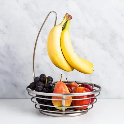 KSP Orbit Banana Hanger Fruit Basket (Matte Nickel) 10" dia x 13.5"