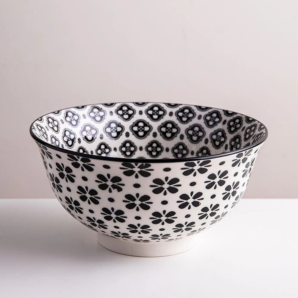 KSP Oishi 'Flower Burst' Stoneware Bowl - Medium (Black)