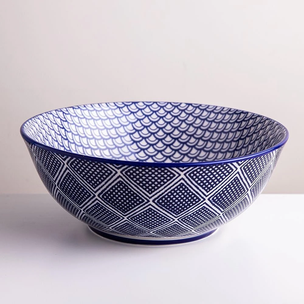 KSP Oishi 'Waves' Stoneware Bowl - Large (Navy)