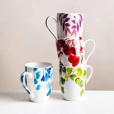 KSP Graphic 'Saison' Mug - Set of 4 (Multi Colour)