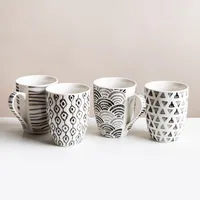 KSP Graphic 'Ikat' Mug - Set of 4 (Grey)