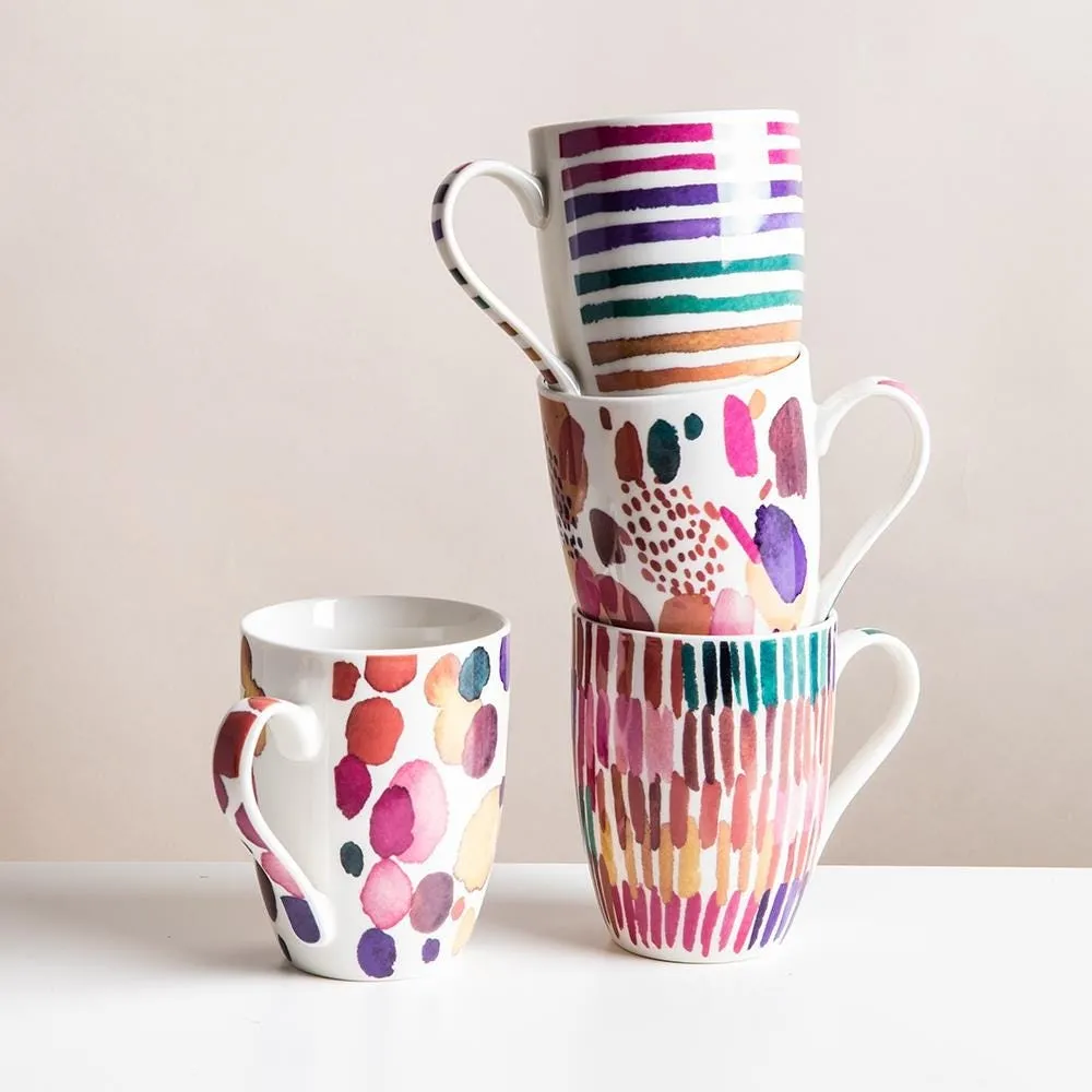 KSP Graphic 'Hue' Mug - Set of 4 (Multi Colour)