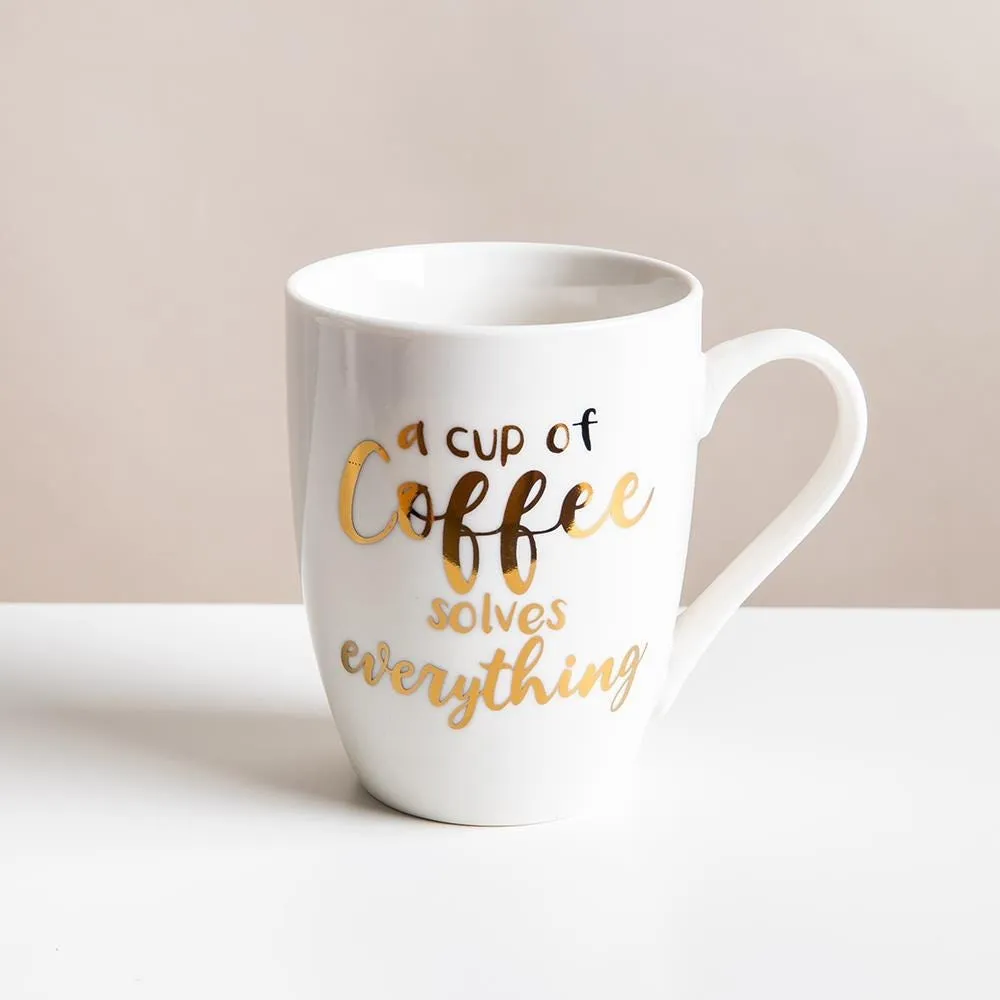 KSP Graphic 'Coffee Time' Mug - Set of 4 (White/Gold)