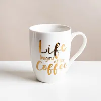 KSP Graphic 'Coffee Time' Mug - Set of 4 (White/Gold)