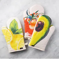 Harman Gourmet 'Market Lemon' Cotton Oven Mitt - Set of 2 (Natural)