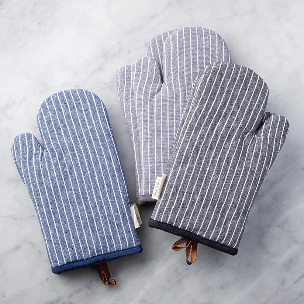 Harman Gourmet 'Chambray Stripe' Cotton Oven Mitt - Set of 2 (Blue)