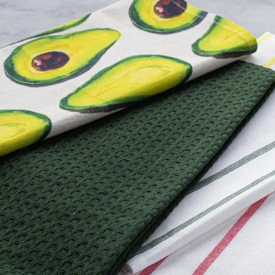 Harman Combo 'Market Avocado' Cotton Kitchen Towel - Set of 3